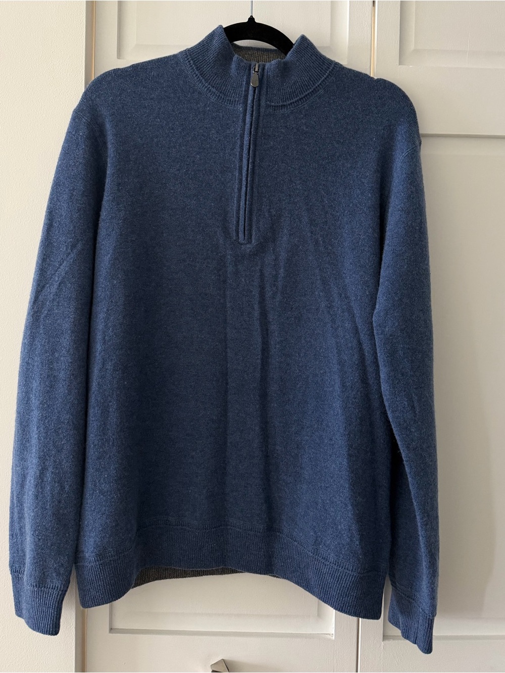 Raffi Men's Heather Blue 100% Cashmere 1/4 Zip Pullover Sweater Size L Large